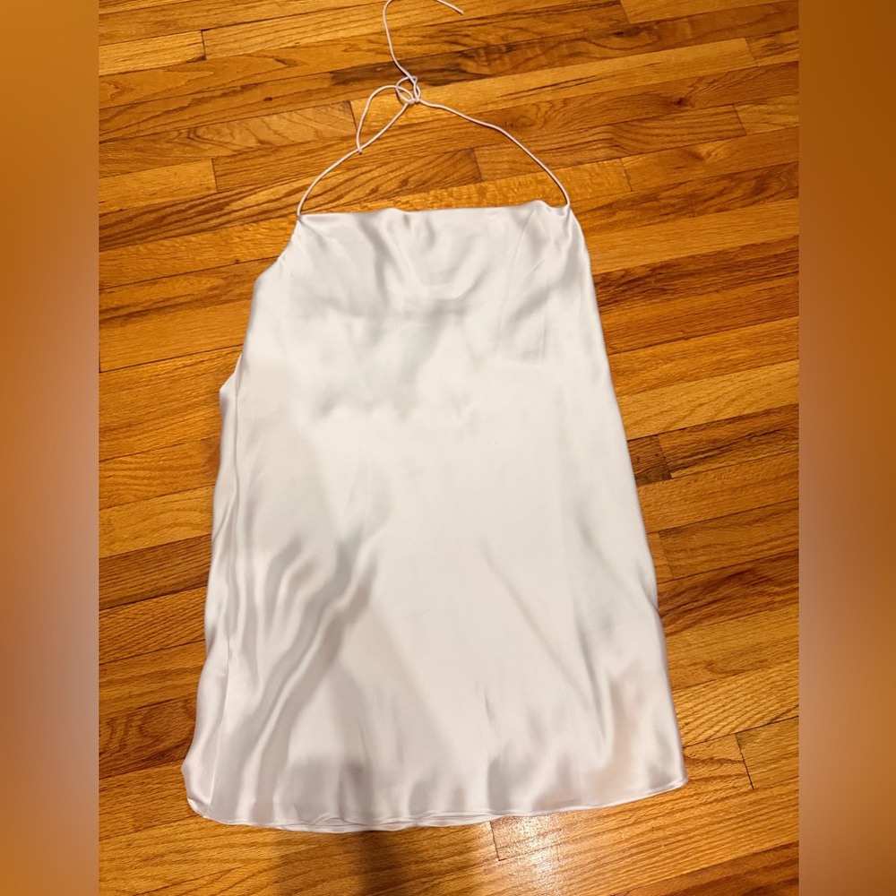 Elegant White Satin Halter Dress